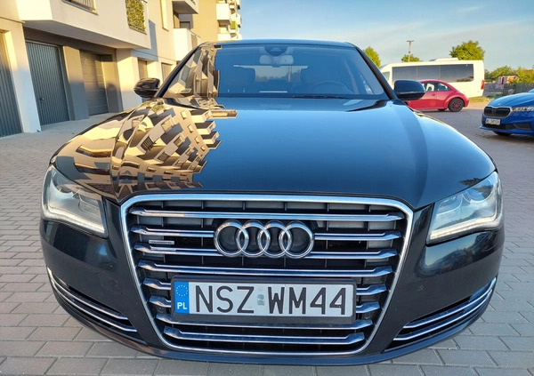 Audi A8 cena 93900 przebieg: 208471, rok produkcji 2010 z Szczytno małe 781